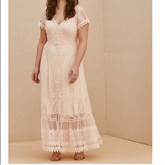 peach lace maxi dress